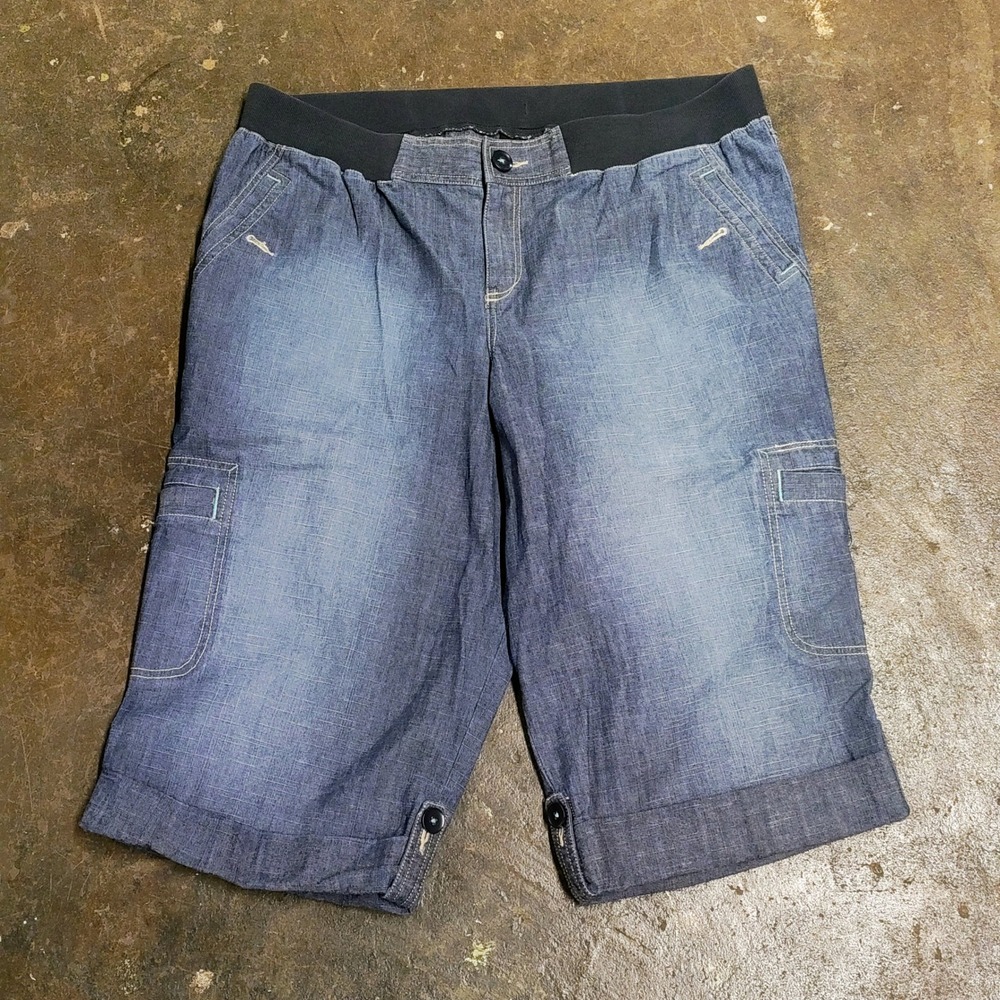 Y2K Lane Bryant Cargo Shorts Womens 18 Pedal Pushers Capri Comfort Elastic Waist